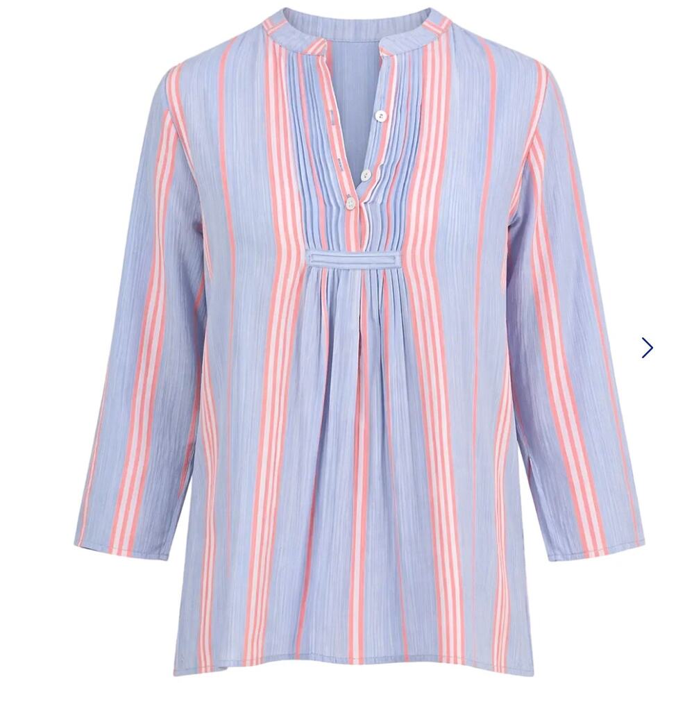 NWT La Plage LP Pintuck Top Stripes Summer Vacation Resort Vibe Small